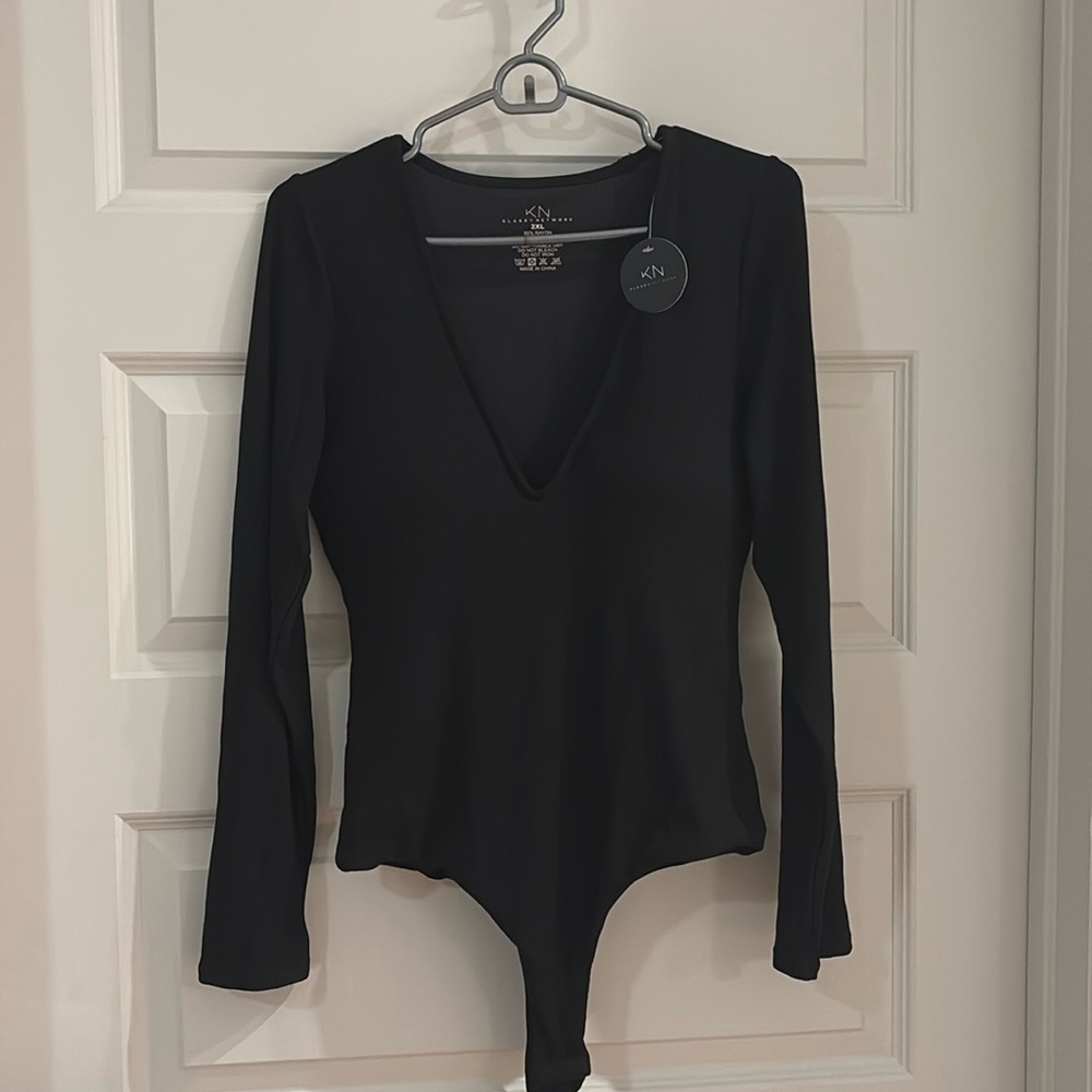 NWT Klassy Network Deep V Long Sleeve Bodysuit
